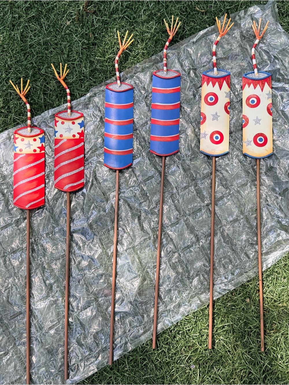 Collectable Pier 1 Firework Garden Stakes BN Perfect for 4th of July!
